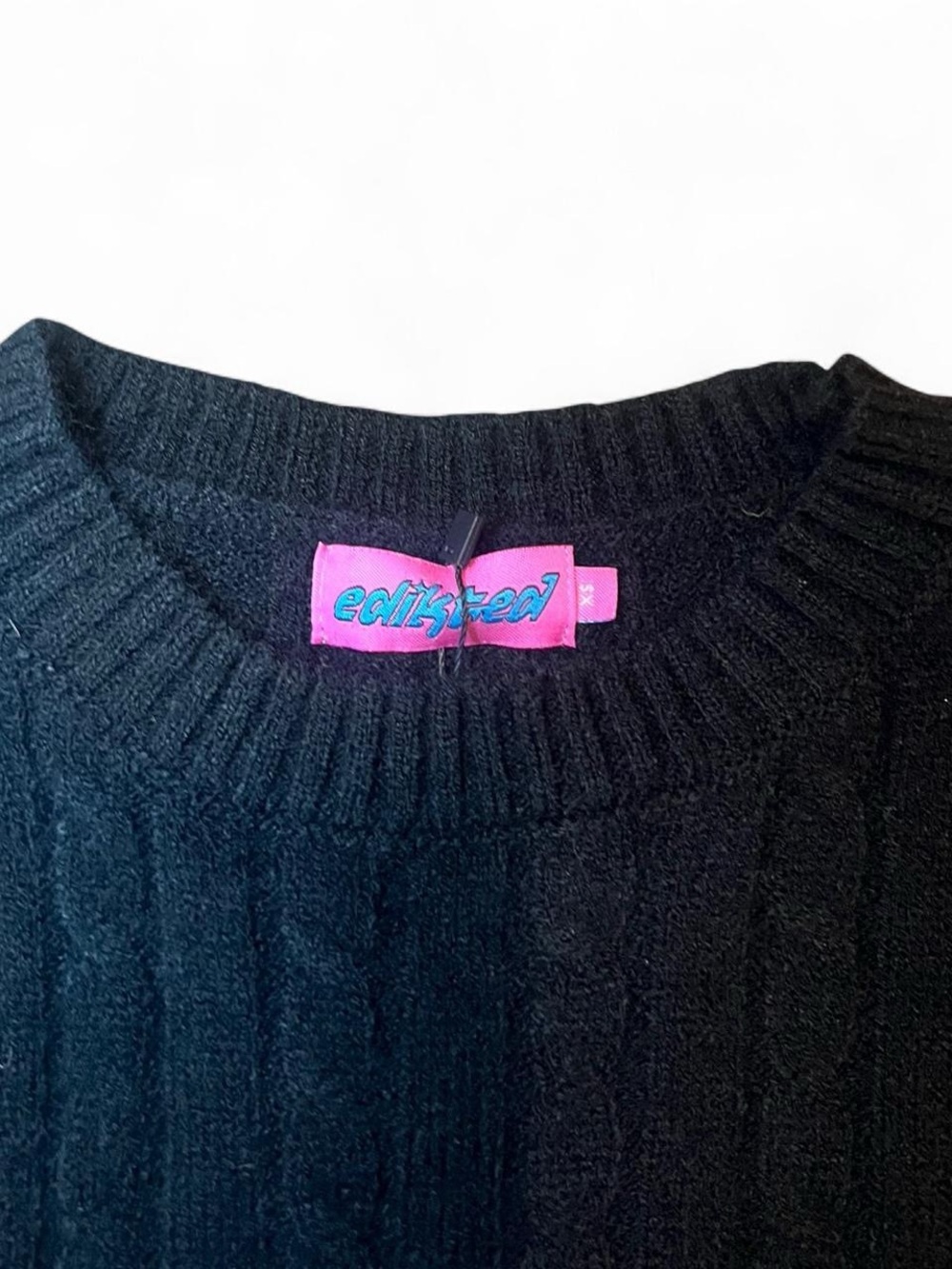 Edikted Black Ribbon-Back Ribbed Crop Sweater - Picture 2 of 3